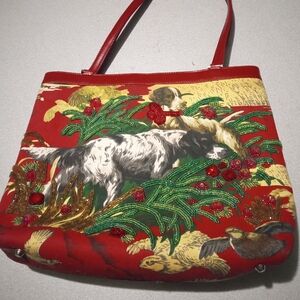 Yellow hunting dogs purse
